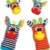 Playgro Pols- En Voetrammelaarset Zebra & Giraf - Set Van 4 Stuks, 2 Polsbandjes En 2 Rammelsokjes