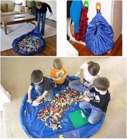 2 In 1 Speelgoed Opberg Kleed | Speelgoed Organizer | Speelmat Voor Kinderen | Opbergzak Speelkleed | Diameter 1.5 Meter | Kleur Groen -Babyspeelgoed Winkel 1094x1200