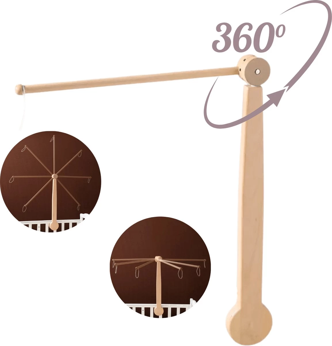 Baby Mobiel Sterren + Luxe 360° Verstelbaar Houten Mobiel Houder - Boxmobiel – Babyshower Cadeau Baby Mobiel – Wieg Mobiel – Kraamcadeau 5 Baby Mobiel Sterren + Luxe 360° Verstelbaar Houten Mobiel Houder - Boxmobiel – Babyshower Cadeau Baby Mobiel – Wieg Mobiel – Kraamcadeau - Afbeelding 5