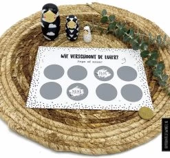 Kraskaart XL Luier Verschonen - Wie Verschoont De Luier? Kraamcadeau Jongen - Kraamcadeau Meisje - Leuk Voor In Een Kraammand - Geboortemand - Kraampakket - Zwart Wit