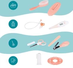 Babymoov 9-delige Babyverzorgingsset Aqua Perzikkleur En Grijs -Babyspeelgoed Winkel 1200x1128 2