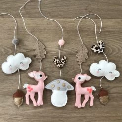 Losse Muziekmobiel Hangers Voor Boxmobiel Met Roze Hertjes En Goud Glitter Details