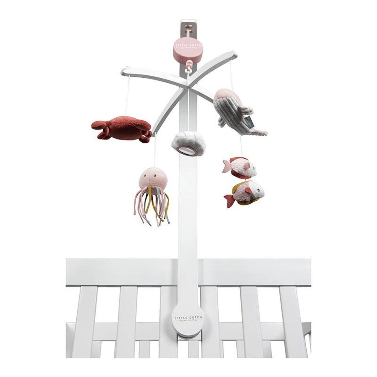 Little Dutch Houten Muziekmobiel - Wit/Roze - Ocean 2 Little Dutch Houten Muziekmobiel - Wit/Roze - Ocean - Afbeelding 2