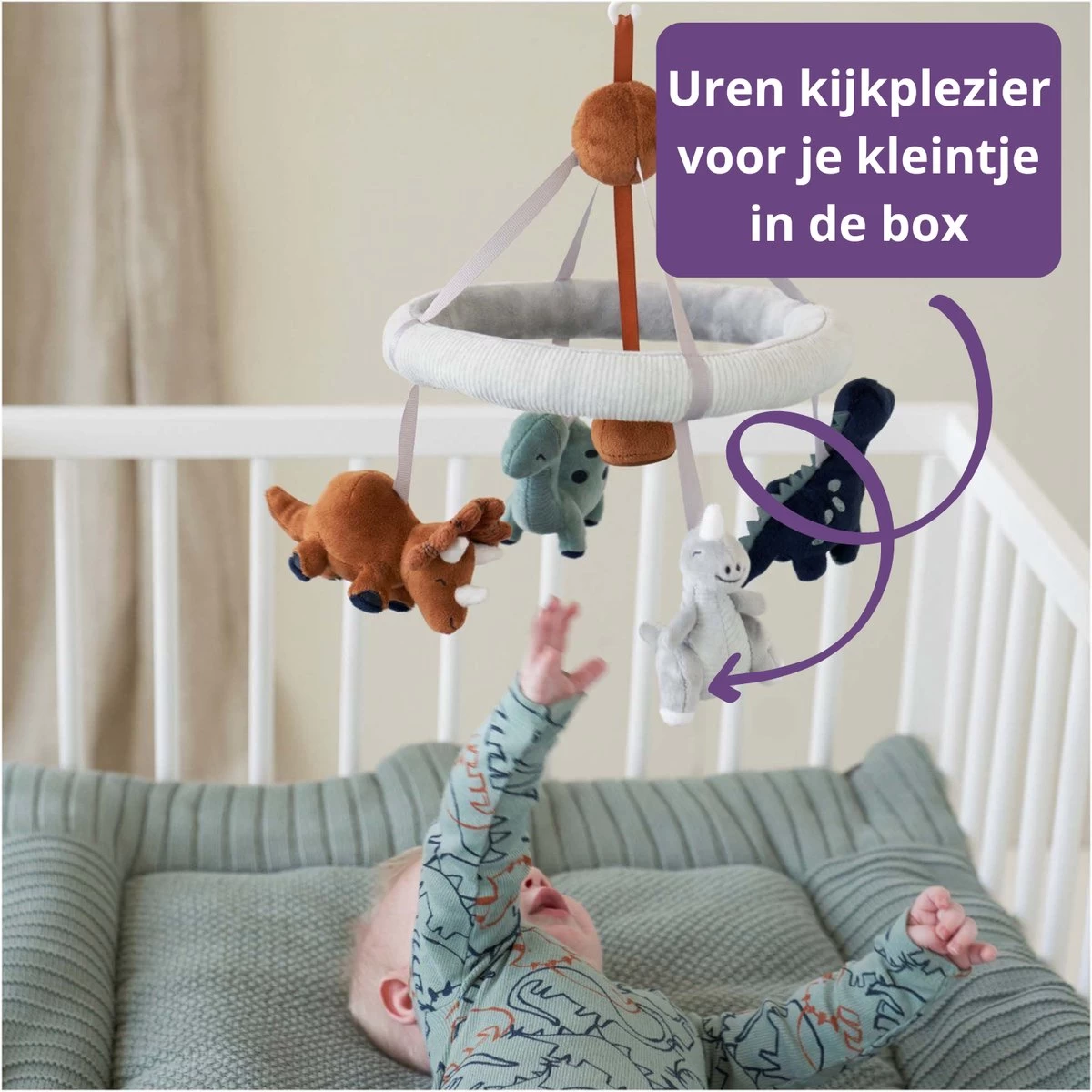 Prénatal Muziekmobiel - Dino Thema - Baby Box Accessoires – Boxmobiel - Blauw/Multikleur 3 Prénatal Muziekmobiel - Dino Thema - Baby Box Accessoires – Boxmobiel - Blauw/Multikleur - Afbeelding 3