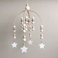 Nixnix - Baby Bed Mobiel Sterren - Windgong - Box - Kinderbed - Hout - Nordic -