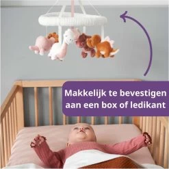 Prénatal Muziekmobiel - Dino Thema - Baby Box Accessoires – Boxmobiel - Roze/Multikleur -Babyspeelgoed Winkel 1200x1200 455