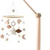 Baby Mobiel Sterren + Luxe 360° Verstelbaar Houten Mobiel Houder - Boxmobiel – Babyshower Cadeau Baby Mobiel – Wieg Mobiel – Kraamcadeau