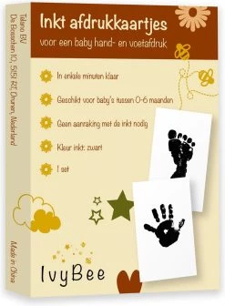 IvyBee Baby Voetafdruk En Handafdruk Zwart Inktafdruk - Kraamcadeau Babyshower Moederdag - 1 Stuk Voet Hand Afdruk