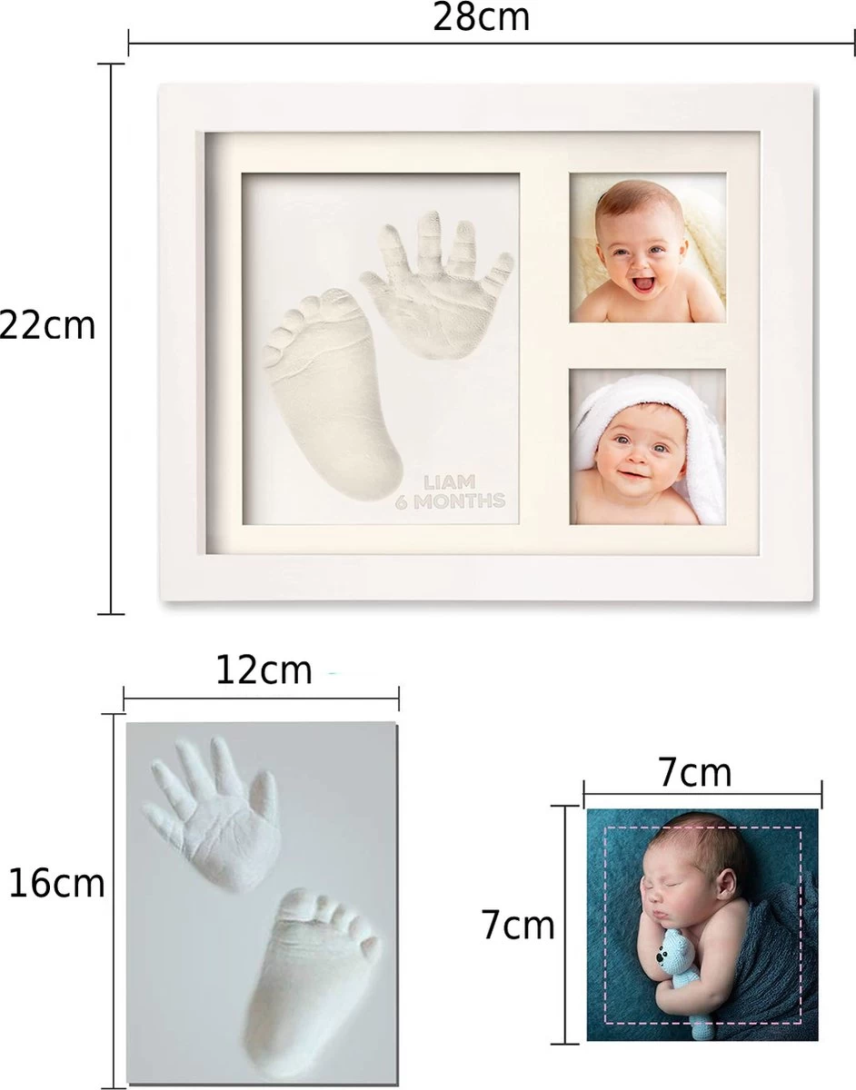 Baby Hand En Voetafdruk Kit - Hand- En Voetafdruk Fotolijst Set - Met Indruk Letters En Kwast En Verf - Baby Klei Afdruk - Babyshower Cadeaus - Kraamcadeau - Baby Gipsafdruk - 3D Baby Fotolijst - Unisex -Wit 2 Baby Hand En Voetafdruk Kit - Hand- En Voetafdruk Fotolijst Set - Met Indruk Letters En Kwast En Verf - Baby Klei Afdruk - Babyshower Cadeaus - Kraamcadeau - Baby Gipsafdruk - 3D Baby Fotolijst - Unisex -Wit - Afbeelding 2